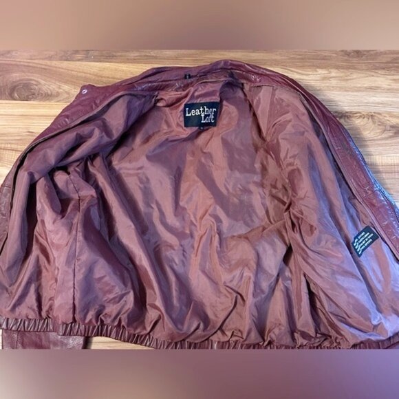 Vintage Retro 80s Leather Loft Oxblood Leather Cafe Racer Bomber Club Jacket~44~ - Picture 7 of 9